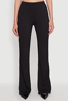 Womens High Waisted Textured Knit Boot Cut Pants,