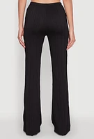 Womens High Waisted Textured Knit Boot Cut Pants,