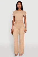 Womens Textured Knit Smocked Waist Top, M