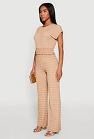 Womens Textured Knit Smocked Waist Top, M