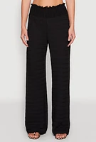 Womens Textured Knit Smocked Waist Pants, Black, Size M
