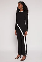 Womens Textured Knit Asymmetrical Top, Black, Size M