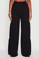 Womens Elegant Tiered High Waisted Wide Leg Dress Pants,