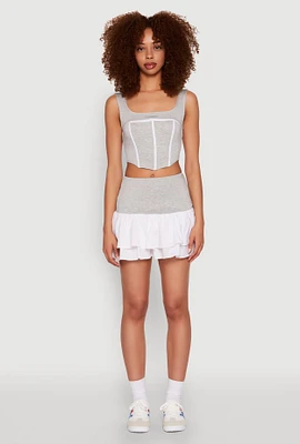 Womens Color Block Ruffled Tiered Mini Skirt, Multi,
