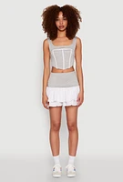 Womens Color Block Ruffled Tiered Mini Skirt, Multi,