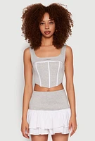 Womens Contrast Corset Detail Crop Top, Grey, Size XL
