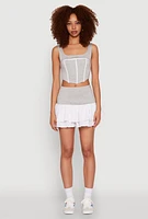 Womens Contrast Corset Detail Crop Top, Grey, Size XL