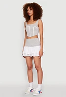 Womens Contrast Corset Detail Crop Top, Grey, Size XL
