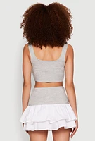 Womens Contrast Corset Detail Crop Top, Grey, Size XL