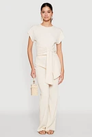 Womens High Waisted Textured Knit Pants,