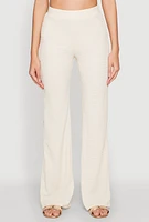Womens High Waisted Textured Knit Pants,
