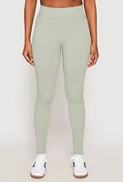 Womens Seamless High Waisted Rib Knit Leggings, M-L