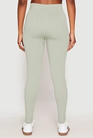 Womens Seamless High Waisted Rib Knit Leggings, M-L