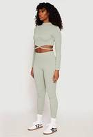 Womens Seamless Long Sleeve Tie Back Crop Top,