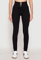 Womens Seamless Lace Up Leggings, M-L