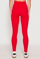 Womens Seamless Lace Up Leggings, Red, Size M-L