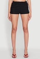 Womens Textured Knit High Waist Shorts,