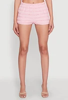 Womens Textured Knit High Waist Shorts, M