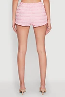 Womens Textured Knit High Waist Shorts, M