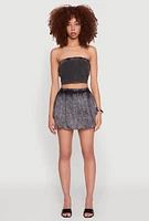 Womens Mineral Wash Bubble Mini Skirt, Black, Size L