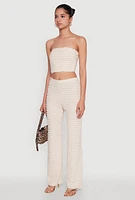 Womens Trendy Mesh Lettuce Edge Tube Top with Cropped Hem,