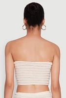 Womens Trendy Mesh Lettuce Edge Tube Top with Cropped Hem,