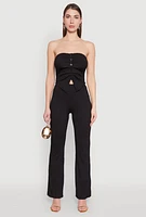 Womens Ruched Textured Knit Tube Top, L