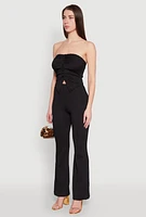 Womens Ruched Textured Knit Tube Top, L