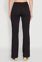 Womens High Waisted Flared Rib Knit Pants,