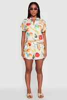 Womens Classic Fit Button Front Shirt with Rolled Cuffs, Multi,
