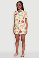 Womens Classic Fit Button Front Shirt with Rolled Cuffs, Multi,