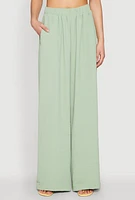 Womens Airy Wide Leg Pants, Green, Size L