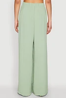 Womens Airy Wide Leg Pants, Green, Size L
