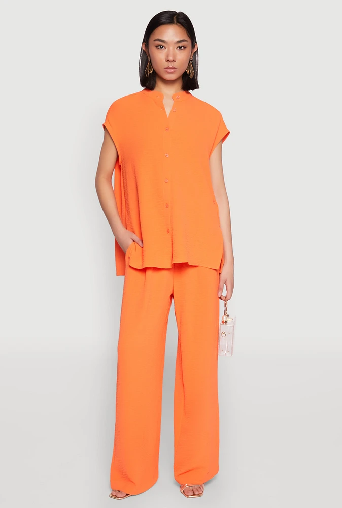 Womens Airy Wide Leg Pants, Orange,