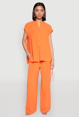 Womens Airy Wide Leg Pants, Orange,