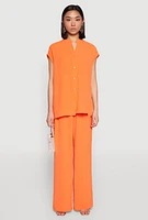 Womens Airy Wide Leg Pants, Orange,