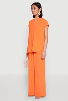 Womens Airy Mandarin Collar Shirt,