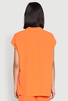 Womens Airy Mandarin Collar Shirt,