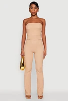 Womens Contrast Trim Cropped Tube Top,