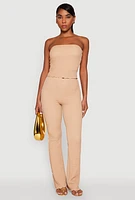 Womens Contrast Trim Cropped Tube Top,