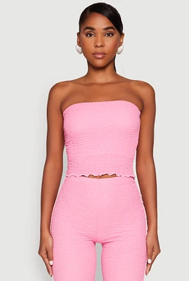 Womens Contrast Trim Cropped Tube Top, M
