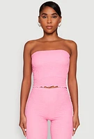 Womens Contrast Trim Cropped Tube Top, M