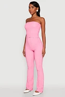 Womens Contrast Trim Cropped Tube Top, M