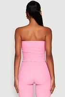 Womens Contrast Trim Cropped Tube Top, M