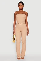 Womens High Waisted Contrast Trim Pants,