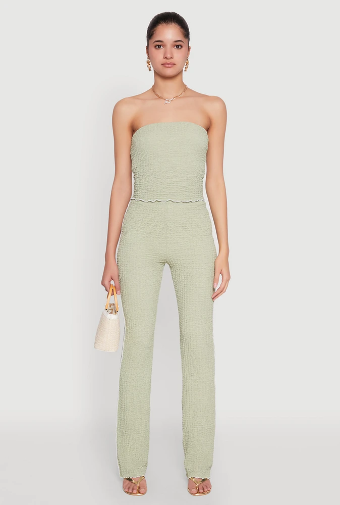 Womens High Waisted Contrast Trim Pants,