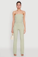 Womens High Waisted Contrast Trim Pants,