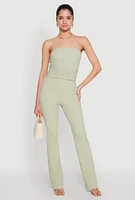 Womens High Waisted Contrast Trim Pants,