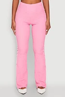 Womens High Waisted Contrast Trim Pants, Pink, Size M