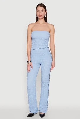 Womens High Waisted Contrast Trim Pants,